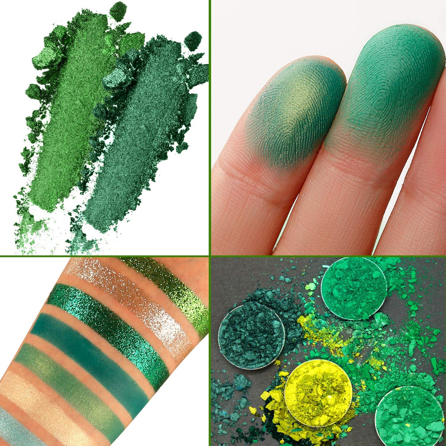 DE'LANCI Avocado Green Eyeshadow Palette 15 Colors, Highly Pigmented Wear Cruelty Free Nude Yellow Emerald Green Eye Shadow Pallet