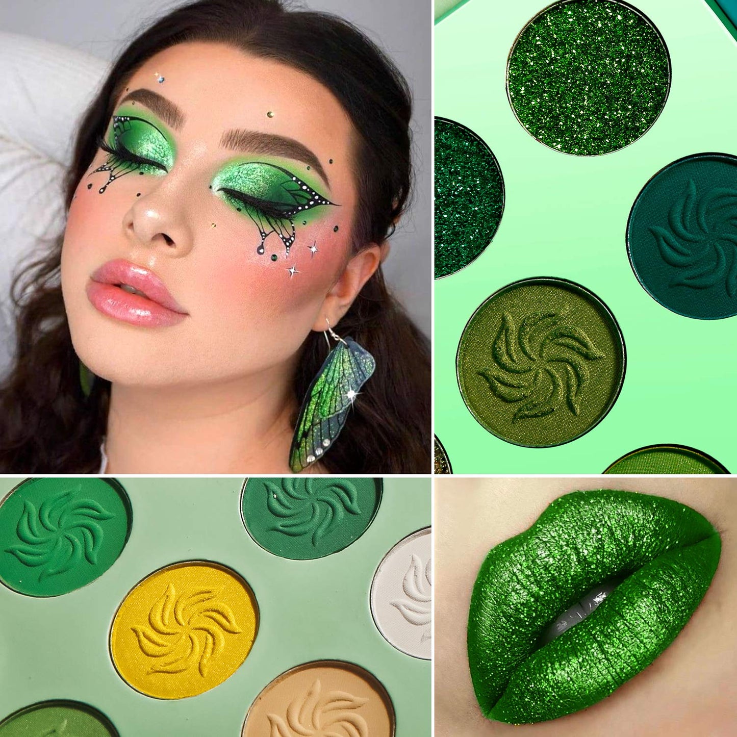 DE'LANCI Avocado Green Eyeshadow Palette 15 Colors, Highly Pigmented Wear Cruelty Free Nude Yellow Emerald Green Eye Shadow Pallet