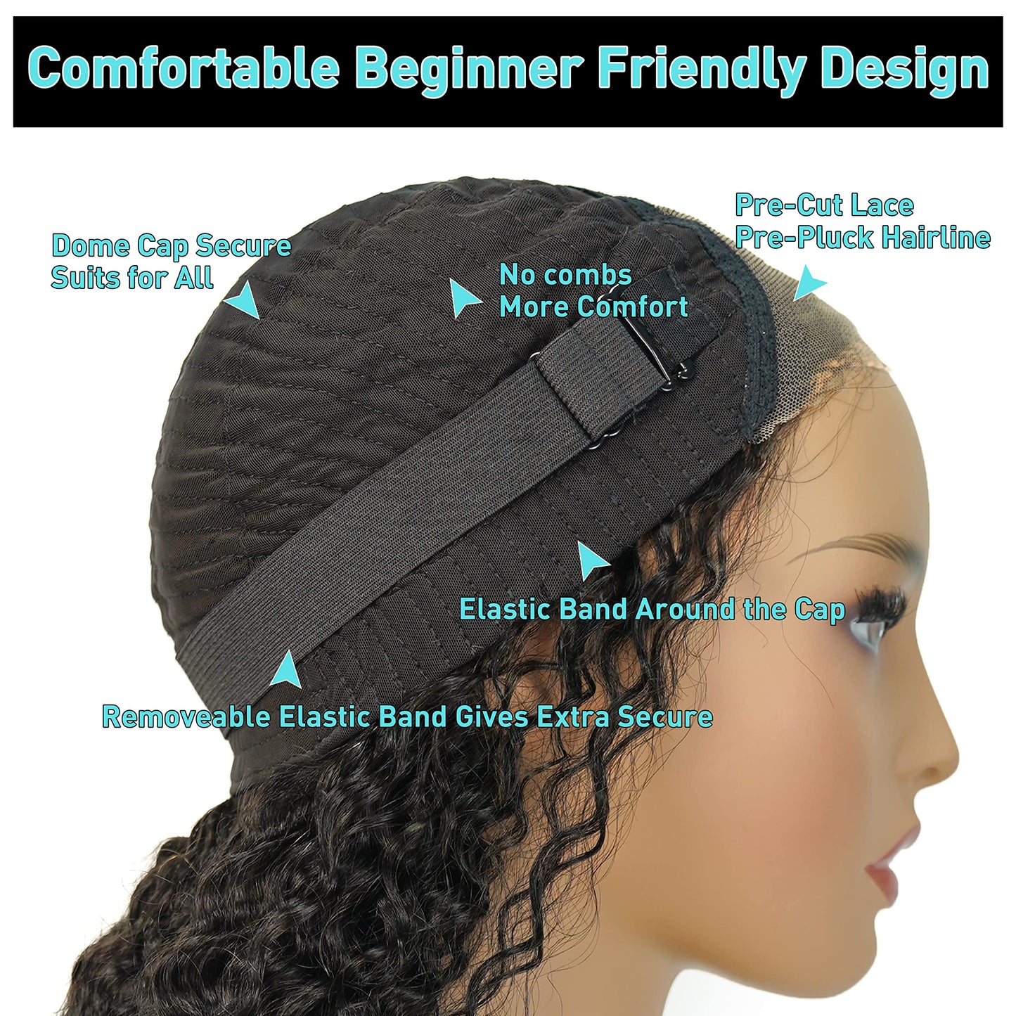 MENTOR Glueless Wigs Human Hair Deep Wave Wear and Go Wig for Beginner Pre Plucked Pre Cut Lace Front Wigs 6x4 HD Ready to Wear Lace Closure Wig 200% Density 22 inch