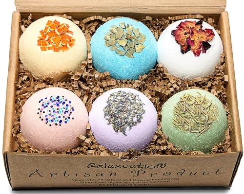 Handmade Organic Bath Bombs Gift Set For Women All Natural with Epson Salt Dead Sea Salt - Natural and Safe Bath Bombs Kit
