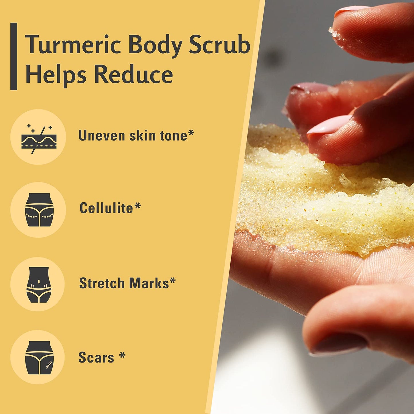 Exfoliating Turmeric Body Scrub and Skin Exfoliator with Collagen and Coconut Oil